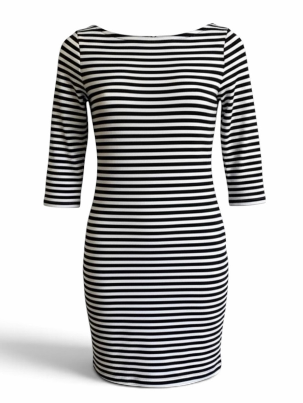 Xhilaration Black and White Stripe Boatneck 3/4 Sleeve Dress Size Small